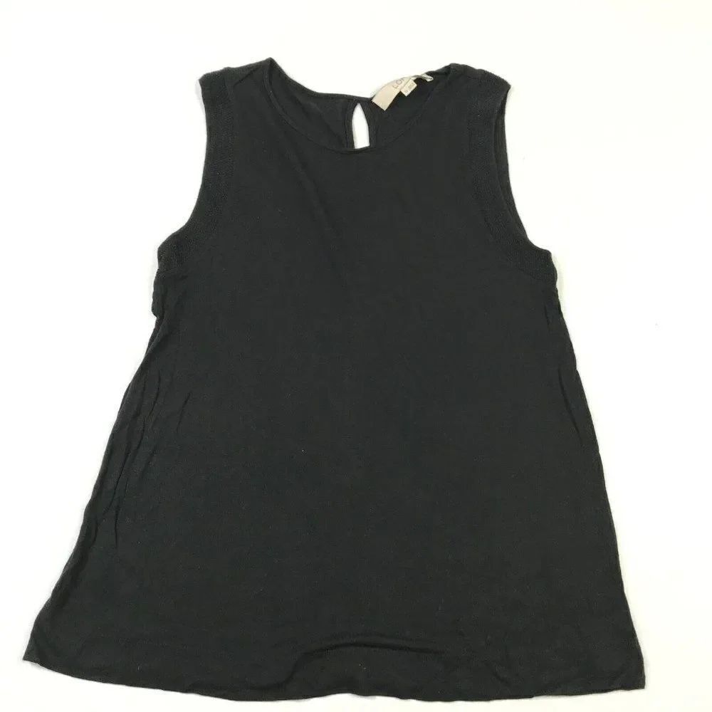 LOFT Womens Knit Tank Top Black Shirt Sleeveless Rayon Shirt Size XS Extra Small